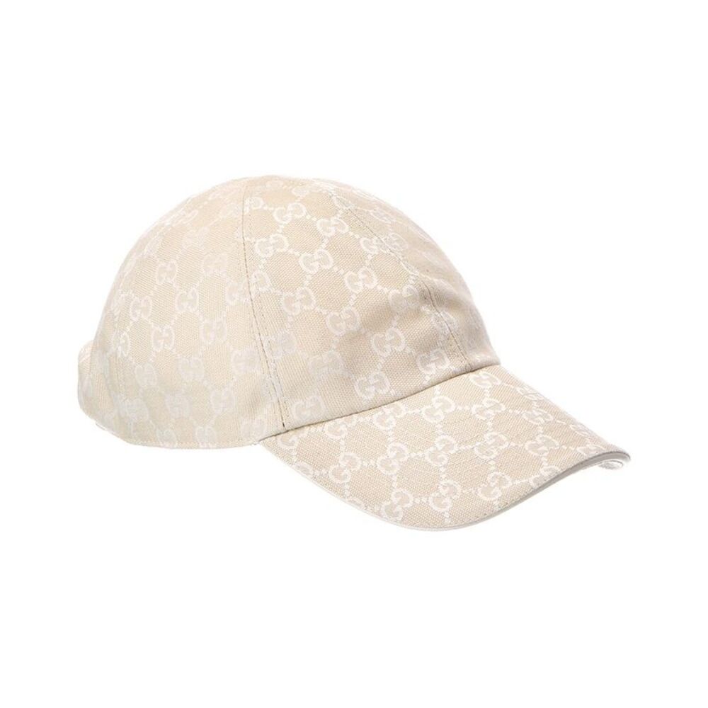 Gucci Gg Canvas Leather-Trim Baseball Cap, White